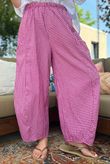 Arbi Gingham Relaxed Barrel Pant Magenta